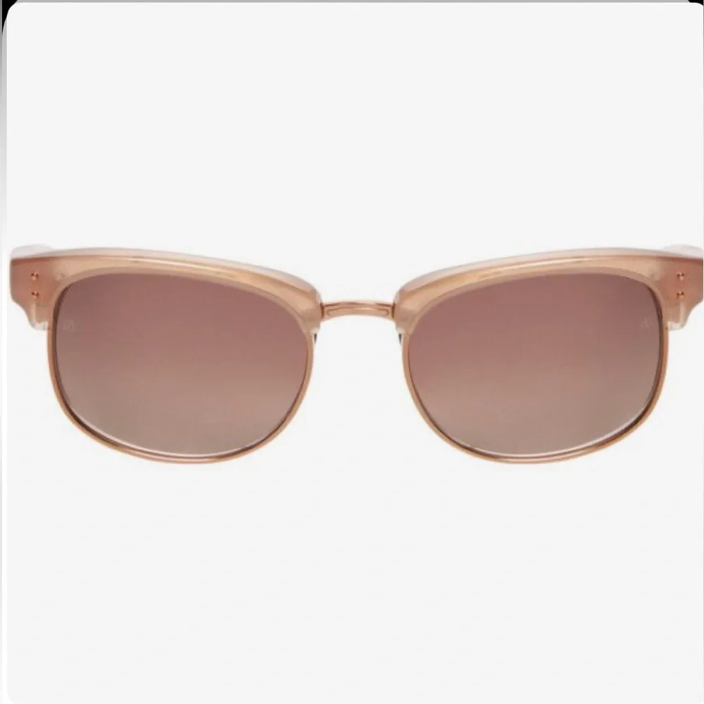 Linda Farrow Clubmaster 24k Rose Gold-Plated Pink Mirrored Sunglasses Square
